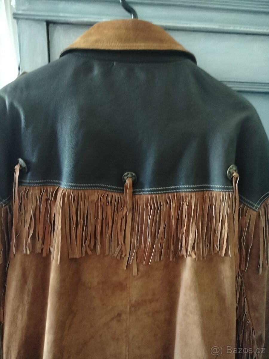 Pánská kožená bunda s třásněmi. - 3