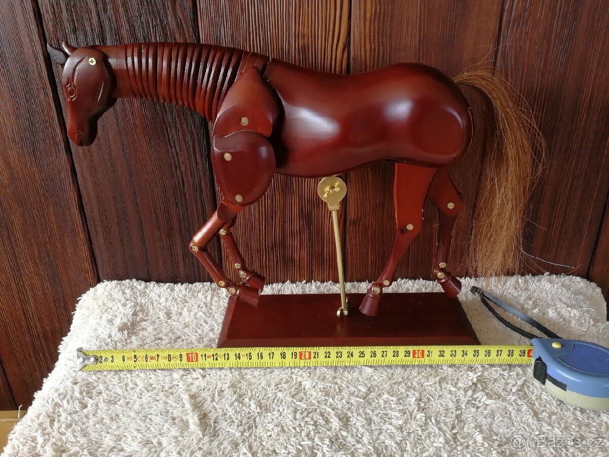 Kůň dřevo pohyblivý model koně dřevo nový - 3