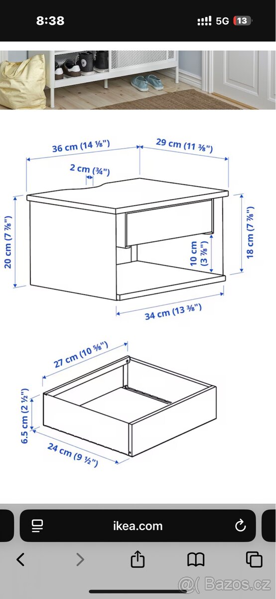 Noční stolek nástěnný - 3