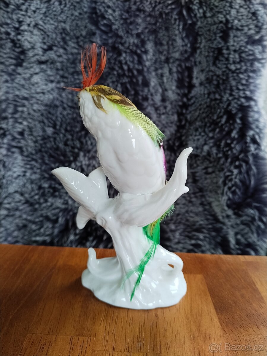 Porcelánový papoušek se zlatem - 3