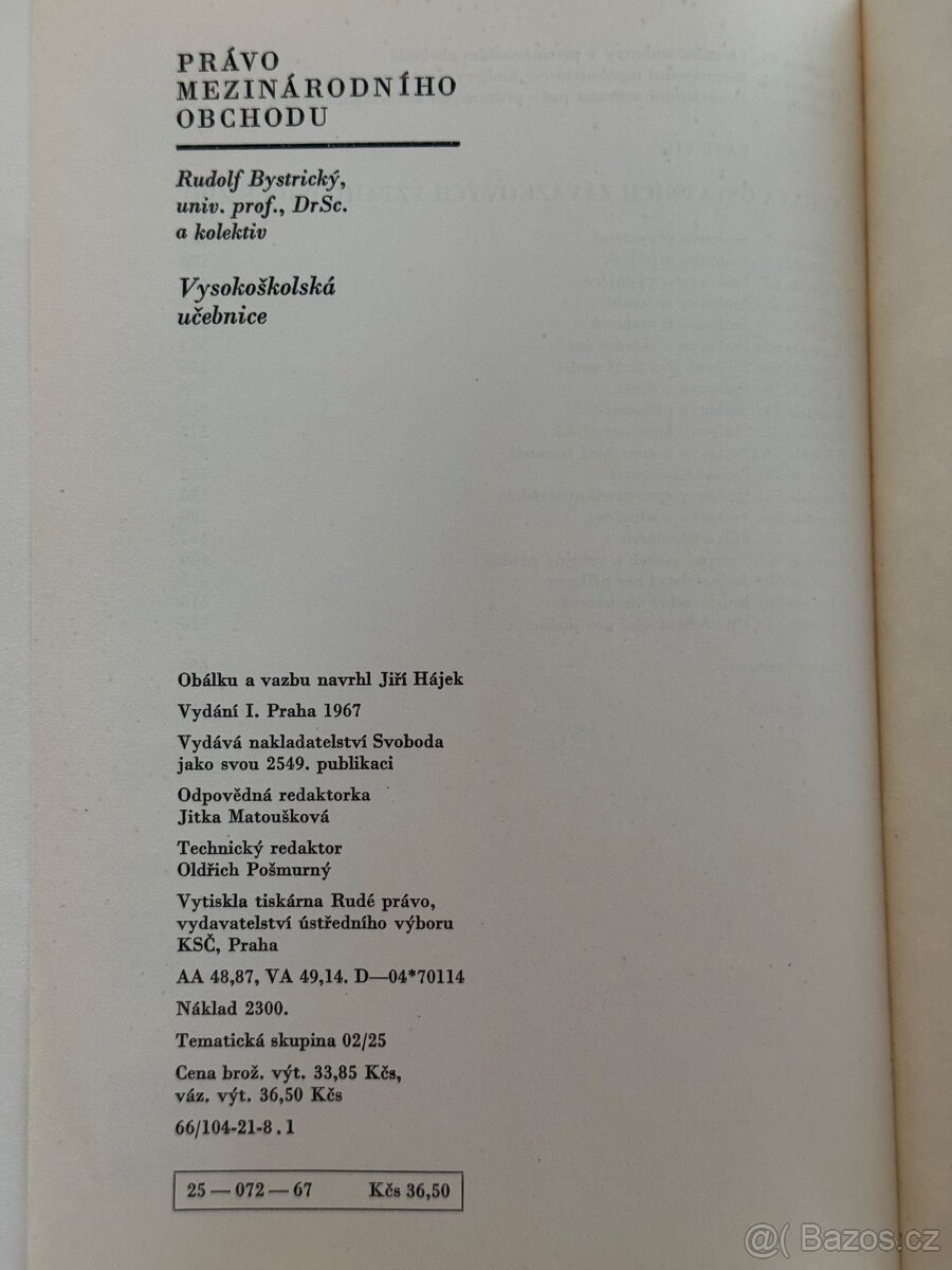 Kniha Právo mezinárodního obchodu - 3