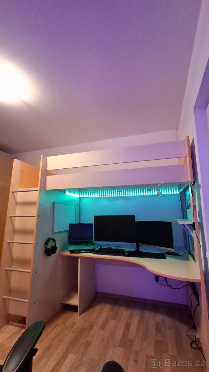 Patrová postel se stolem a skříní - 3