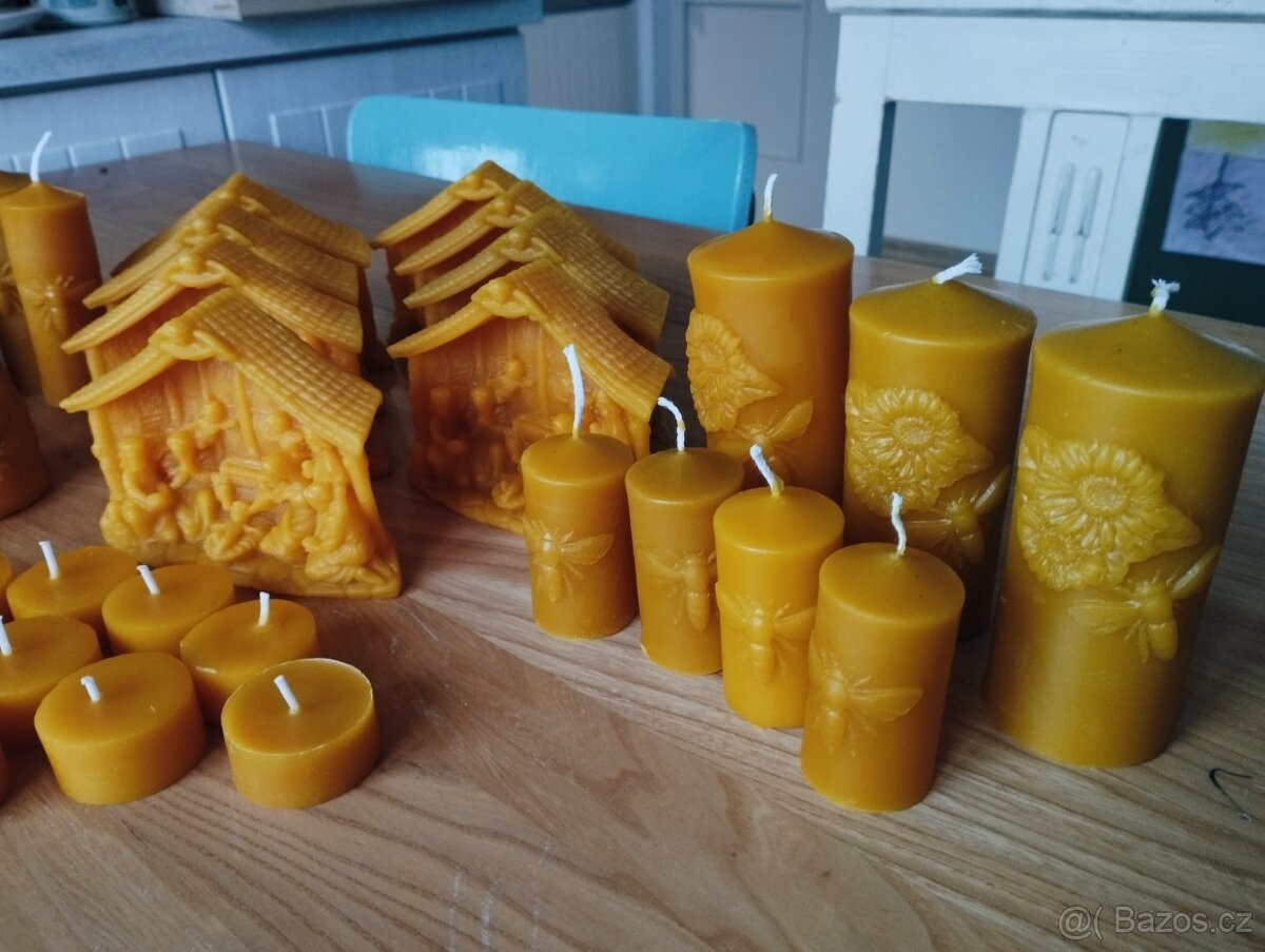 včelí med, tmavý, květový, pastovaný, svíčky z včelího vosku - 3