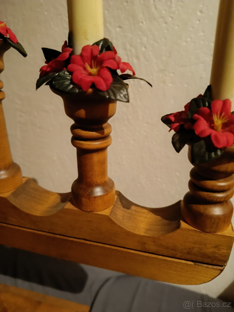 Adventní dřevěný svícen - 3