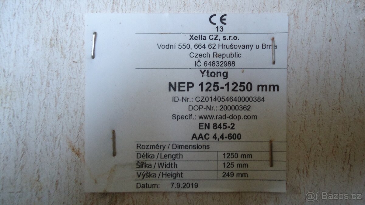 Nenosné překlady Ytong nepoužité - 3