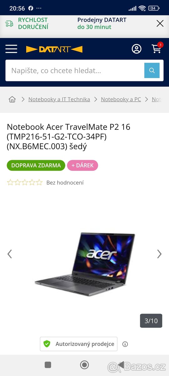 Prodám notebook Acer travelMate P2 16 - 3