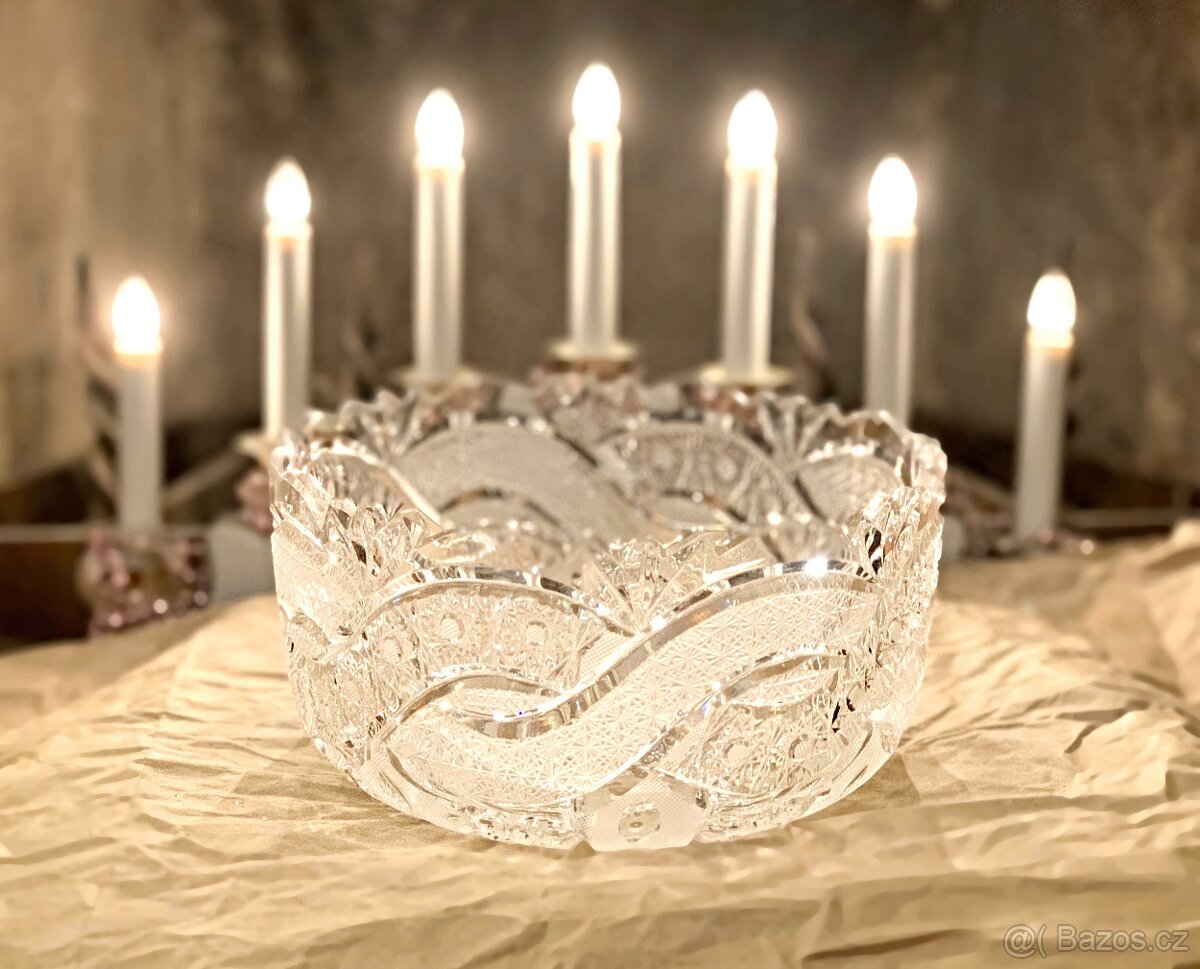 Bohemia Crystal Czechoslovakia Luxusní masivní broušená mísa - 3