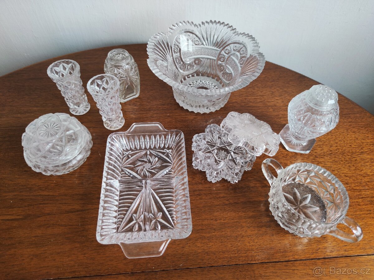 Broušené sklo vintage-ruzné - 3