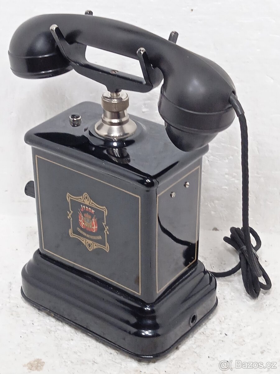 Retro smaltovaný telefon JYDSK s kličkou - 3