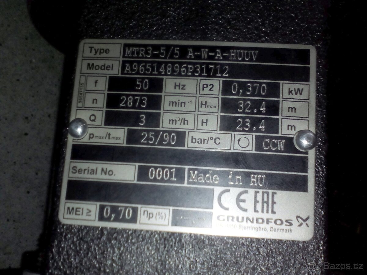 čerpadlo GRUNDFOS MTR3-5/5 A-W-A-HUUV 0.37kW - 3