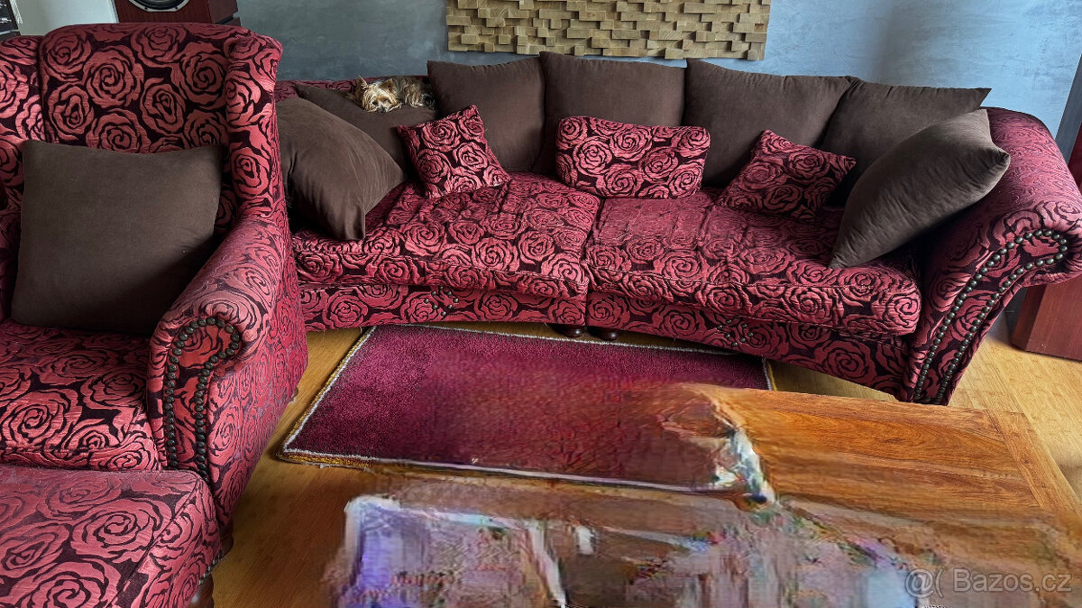 Velká velmi pohodlná sedací 4-sedačka + "ušák" s podnožkou - 3