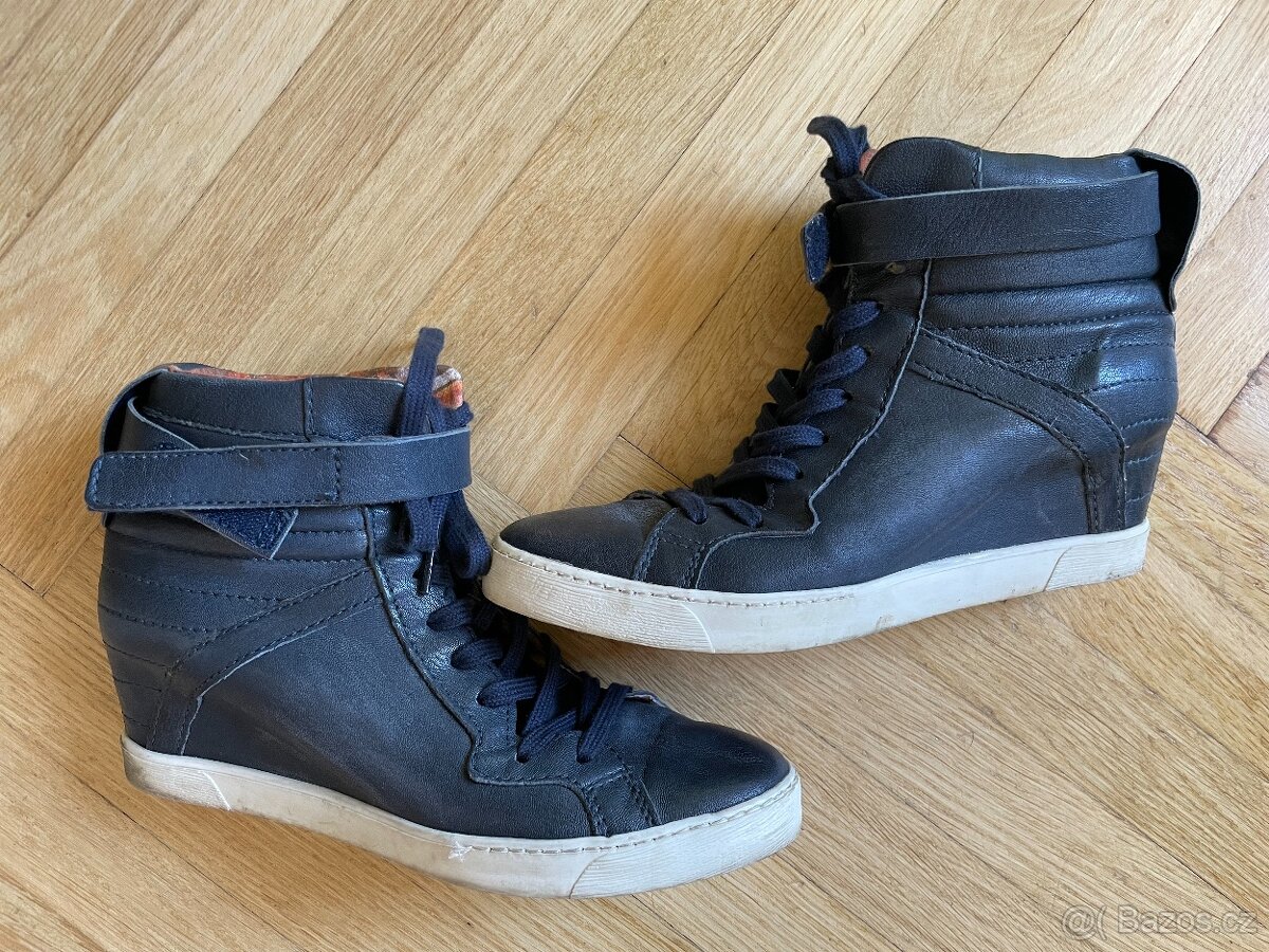 Kožené kotníkové tenisky sneakers na klínku MJUS vel. 41 - 3