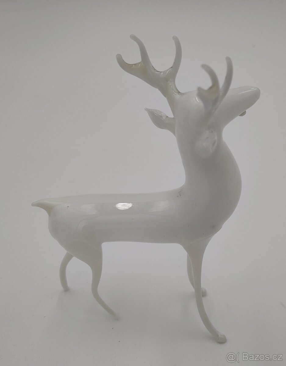 Luxusní skleněný foukaný Vánoční jelen 10cm - 3