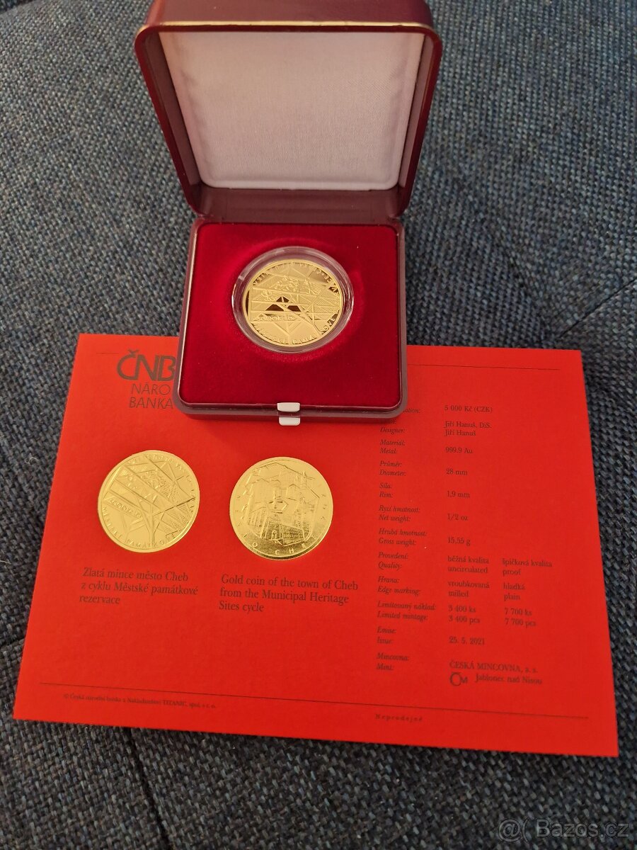 Zlatá mince ČNB 5000 Kč Město Cheb 2021 PROOF - 3