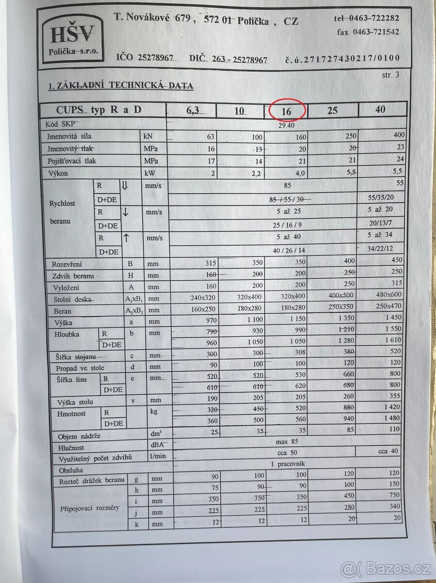 Lis hydraulický CUPS 16 DE - 3
