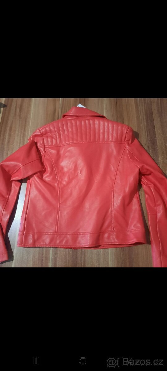 Červená koženková bunda, v.38, nová s visačkou - 3