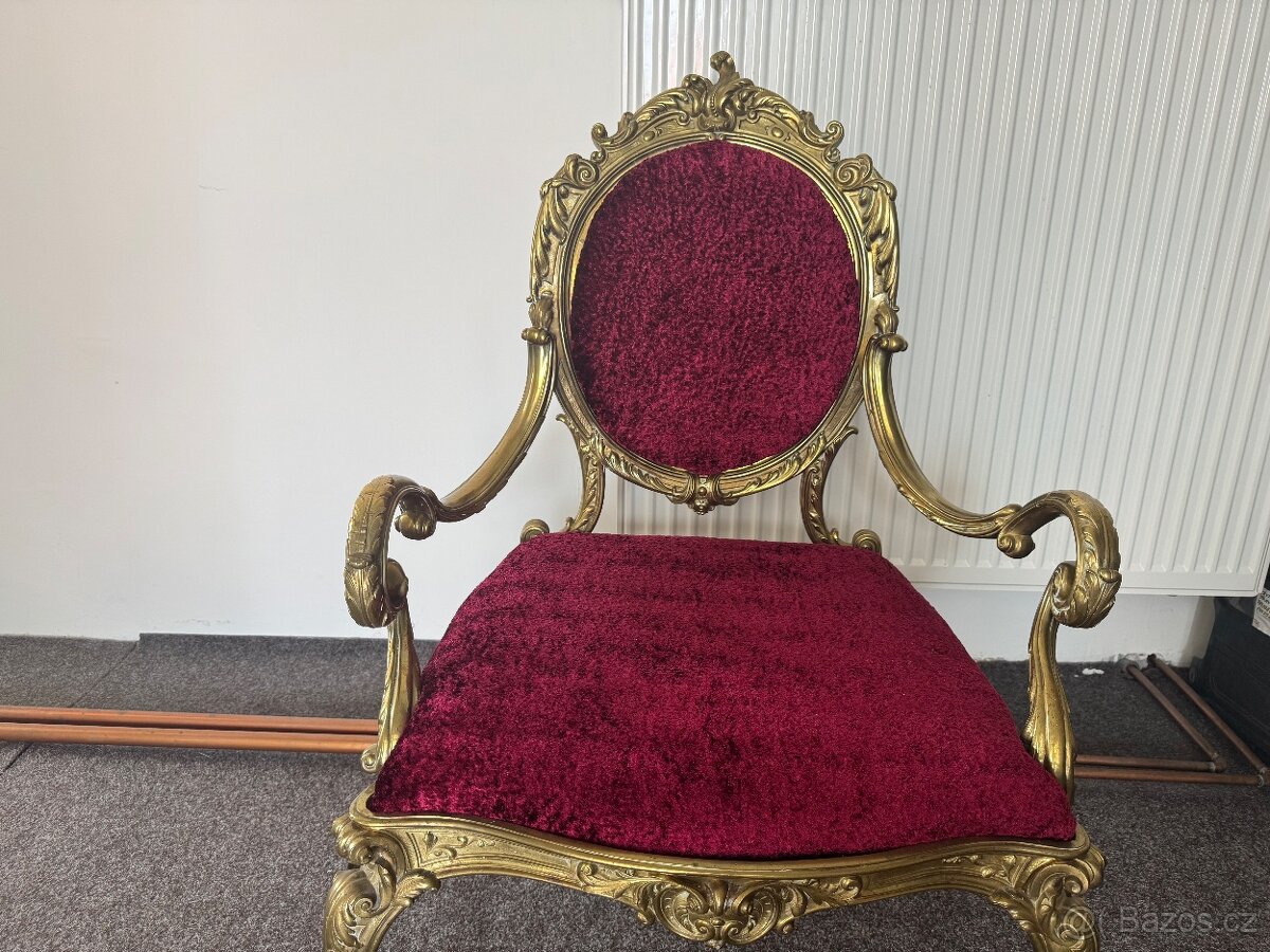 Starožitné mosazné křeslo - 3