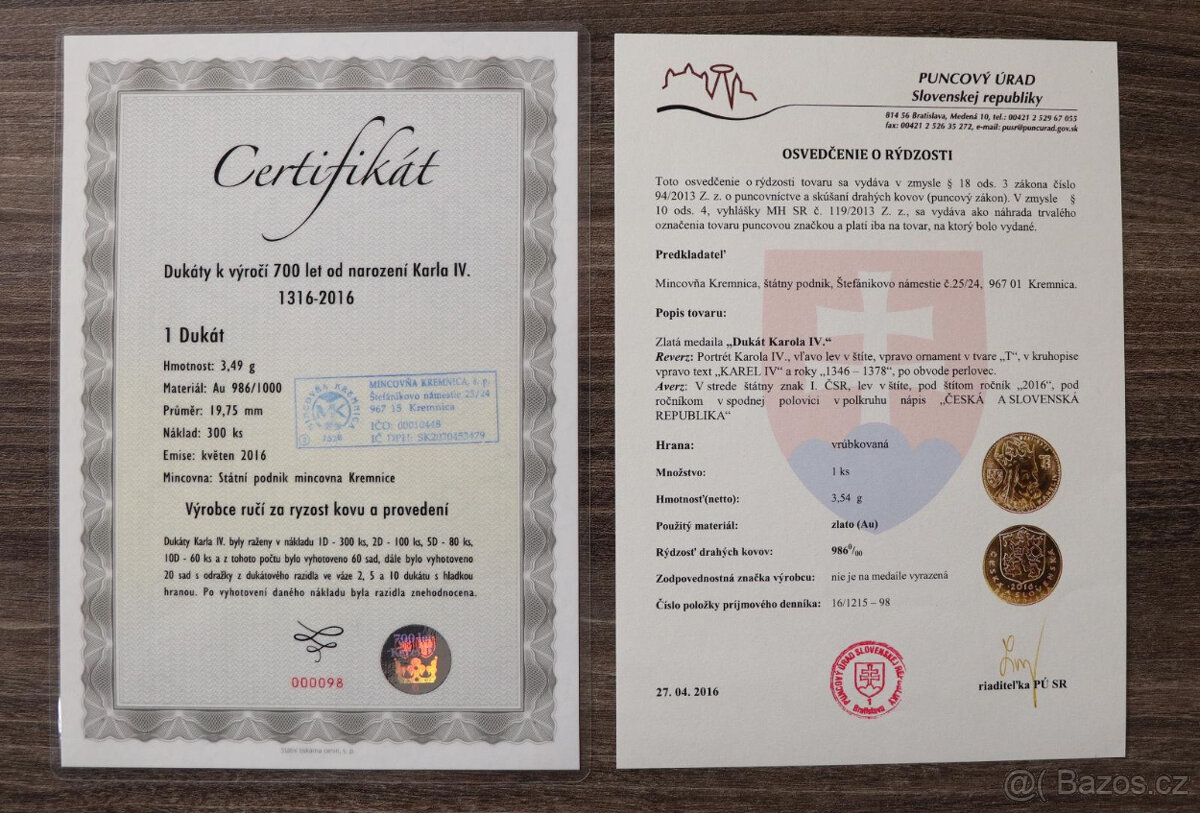 zlatý dukát k 700. výročí narození Karla IV. 1316-2016 - 3