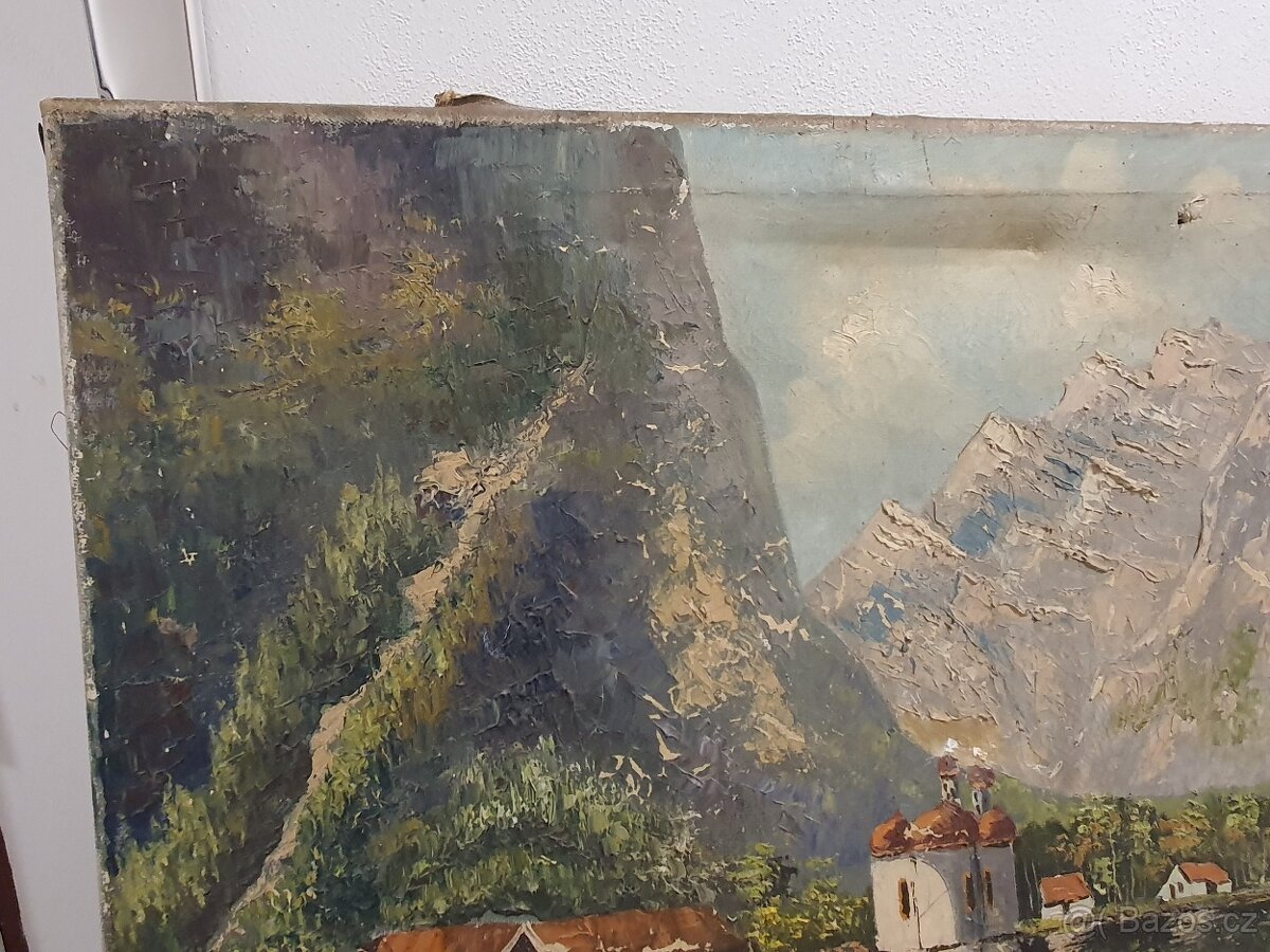 starožitný obraz Kostel u jezera - 3