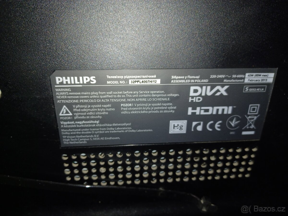 Televize 32PFL4007H/12 + set top box skymaster - 3