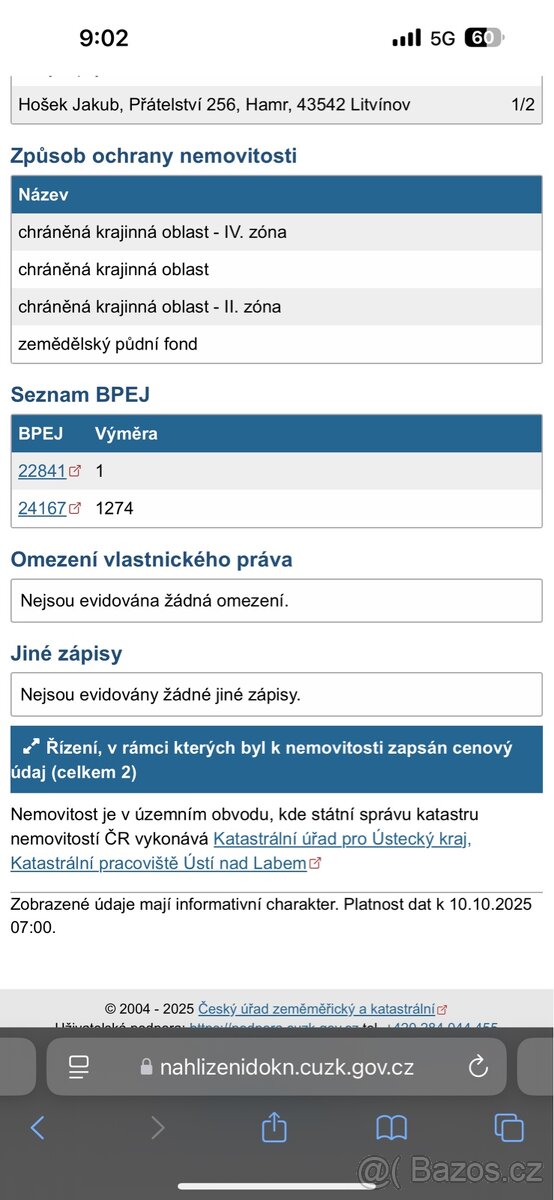 Prodám podíl 1/2 zahradu v obci Povrly - 3