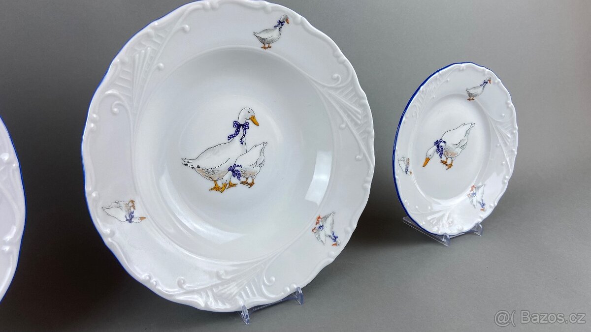 Porcelánová souprava pro 6 osob husy, modrá linka - 3