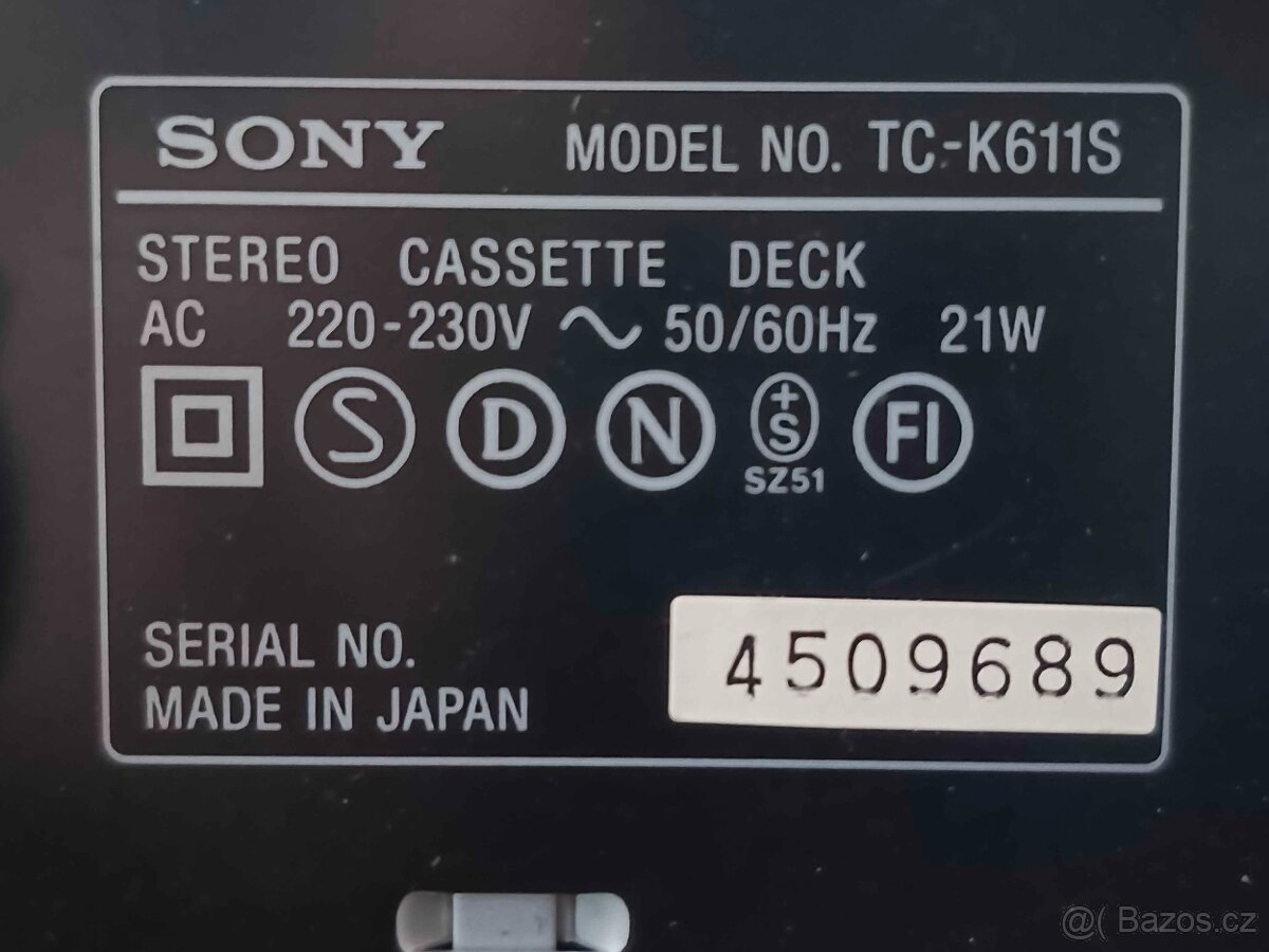 Sony TC-K611S, 3HEAD DOLBY S TAPE DECK - 3