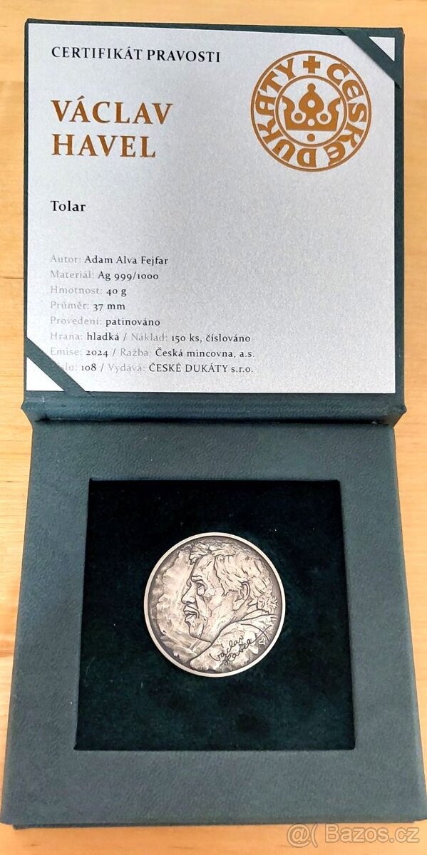 Stříbrný tolar Václav Havel, 2024, emise 150 kusů - 3