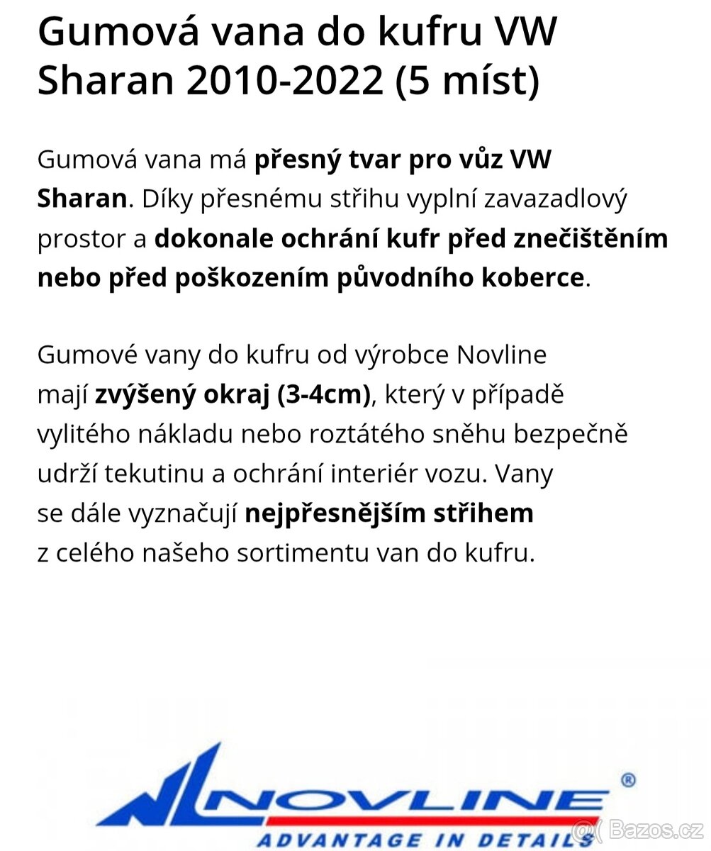 Gumová vana do kufru VW Sharan, Seat Alhambra 2010-2022 - 3