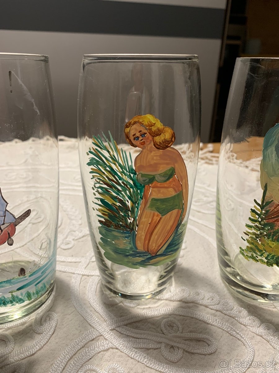 raritní pivní sklenice - ručně malované - 3