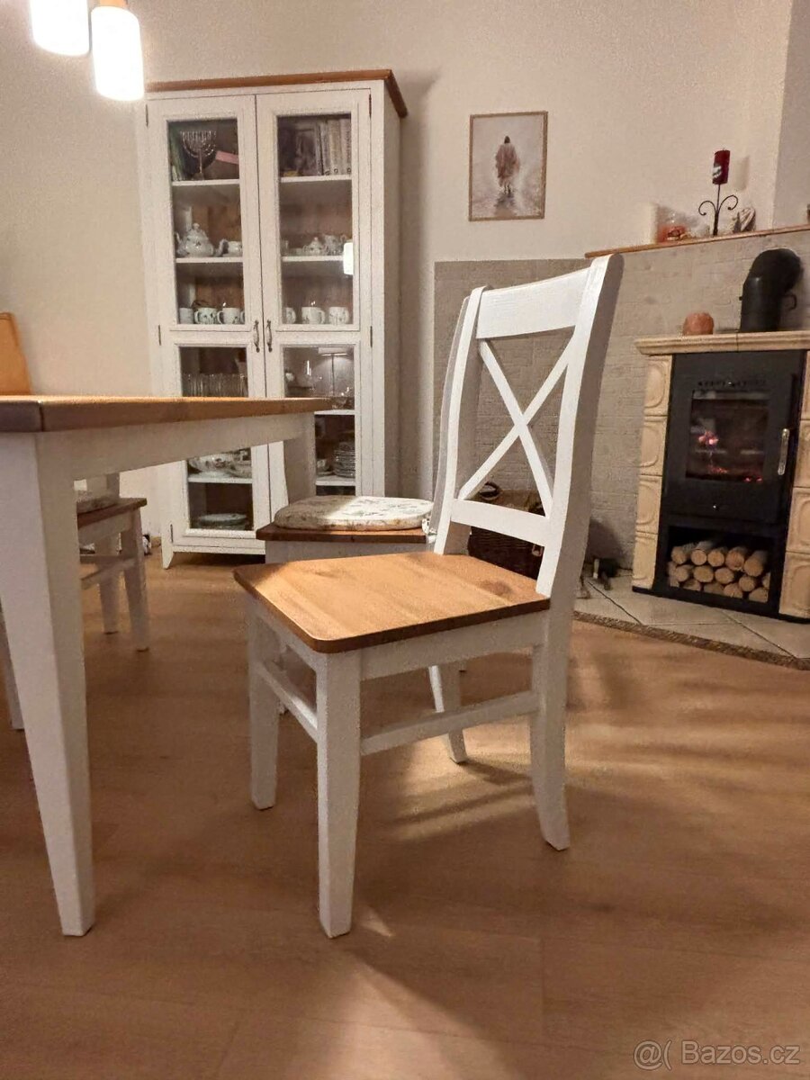 Stůl + 6 židlí z masívu ve stylu provence - 3