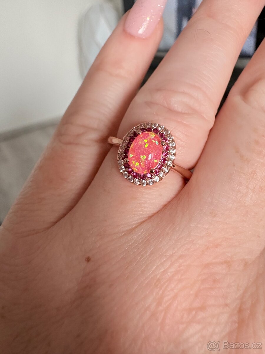 Vel. 7 nový dámský prsten s růžovým opálem - 3