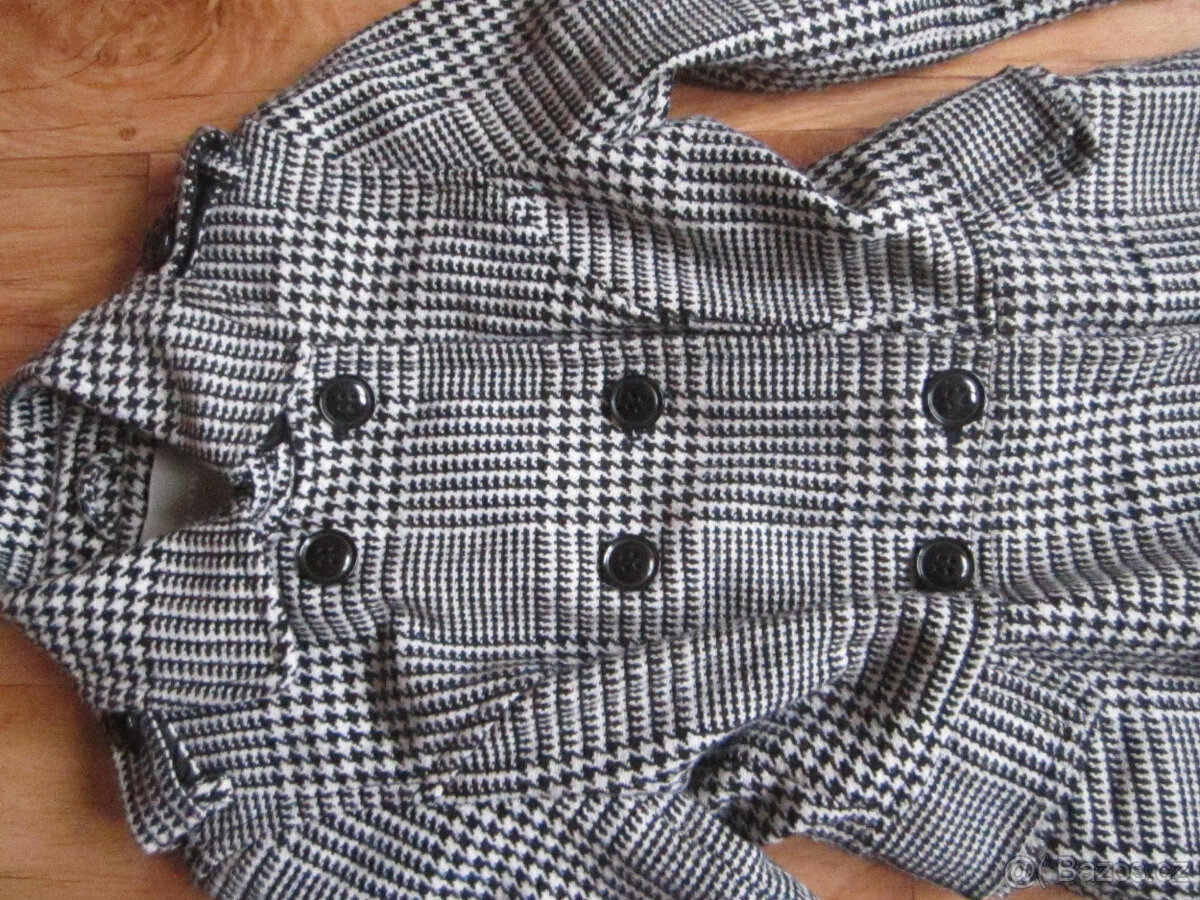 Černobílý kabát zn. Orsay, vel. S/36, perfektní stav - 3