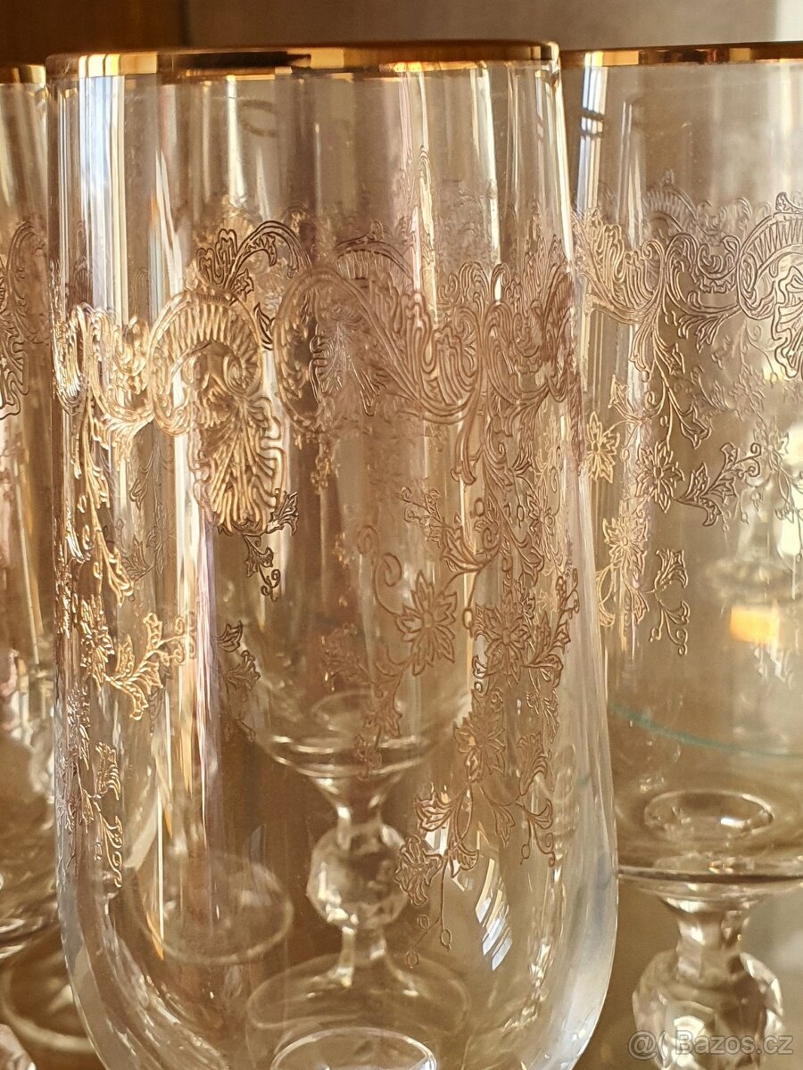 zlacené sklenice 4 sady ČSSR - 3