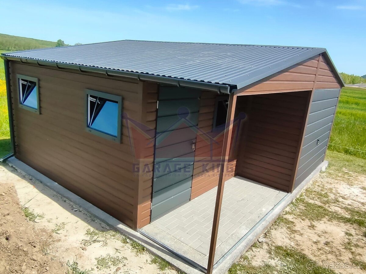 Plechová garáž 6×5 s výklenkem - 3