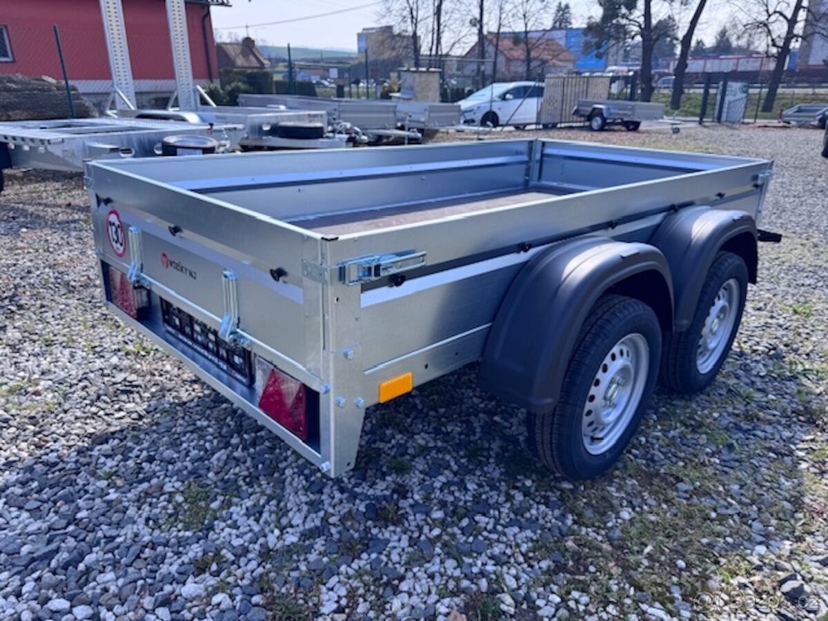 Přívěsný vozík dvouosý 252x130cm, 750kg, sklopný, 130km/h - 3