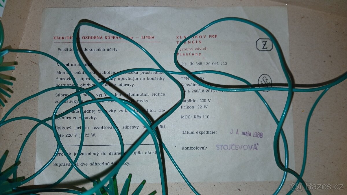 Vánoční osvětlení na stromeček šišky + 2 náhradní r.1988 - 3