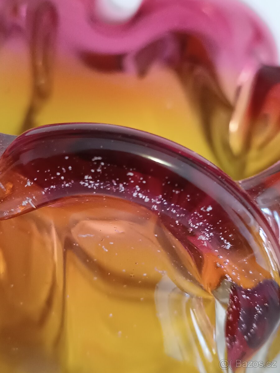 Váza - košík hutní sklo - 3