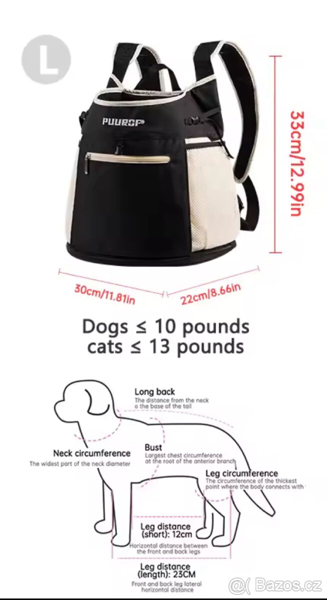 Prodám batoh pro psy/kočky značky PUURGP - 3
