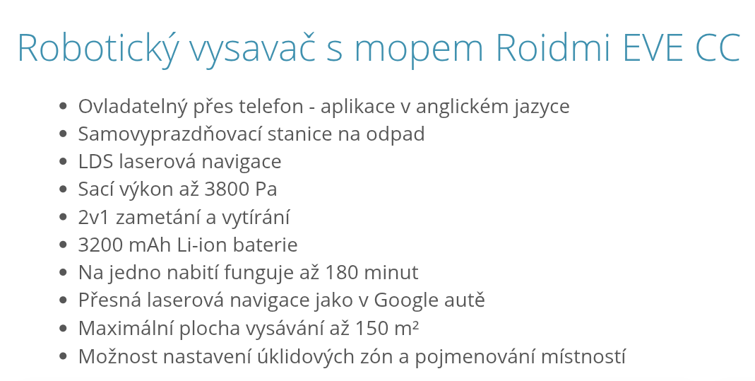 Robotický vysavač Rodimi EVE CC - 3