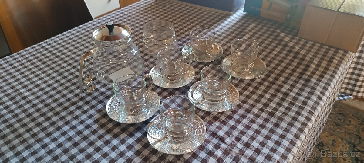 Skleněná sada na čaj – 6 šálků + konvička - 3