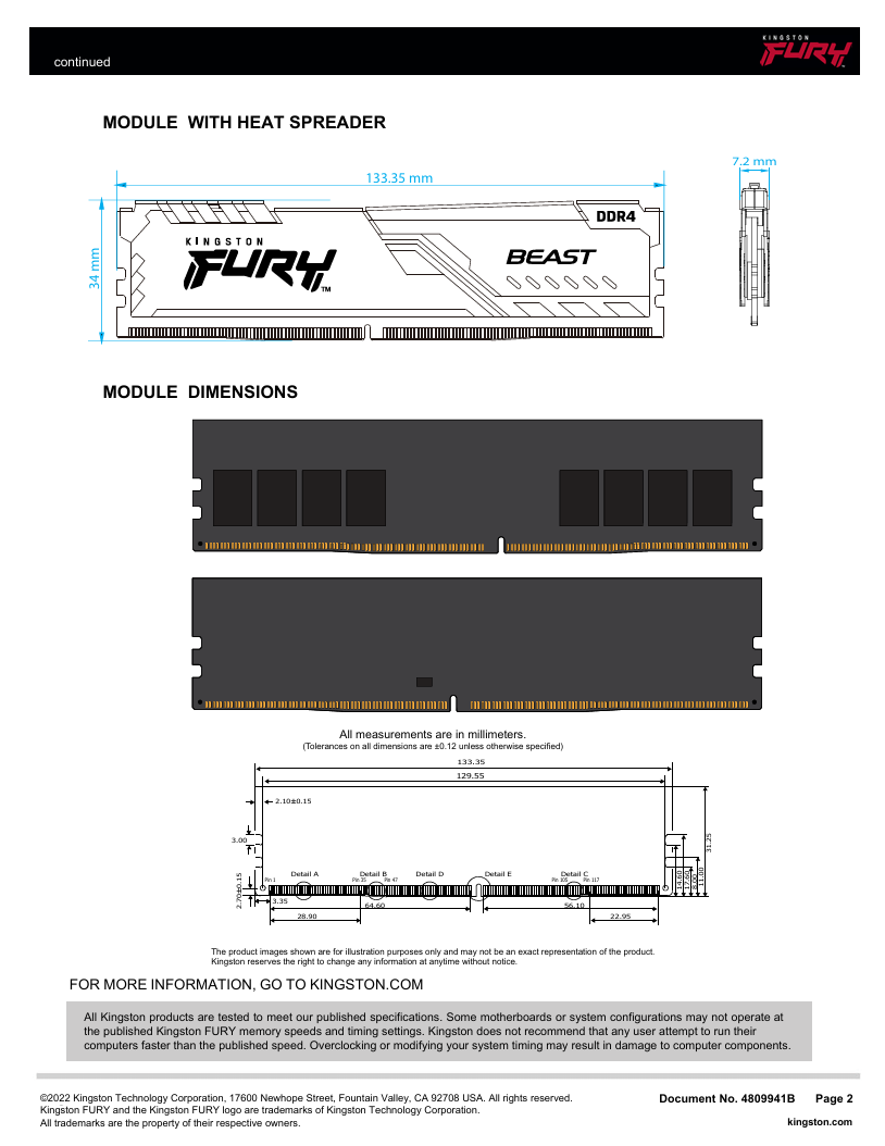 Kingston Fury Beast - DDR4-3200 / 16GB - 3