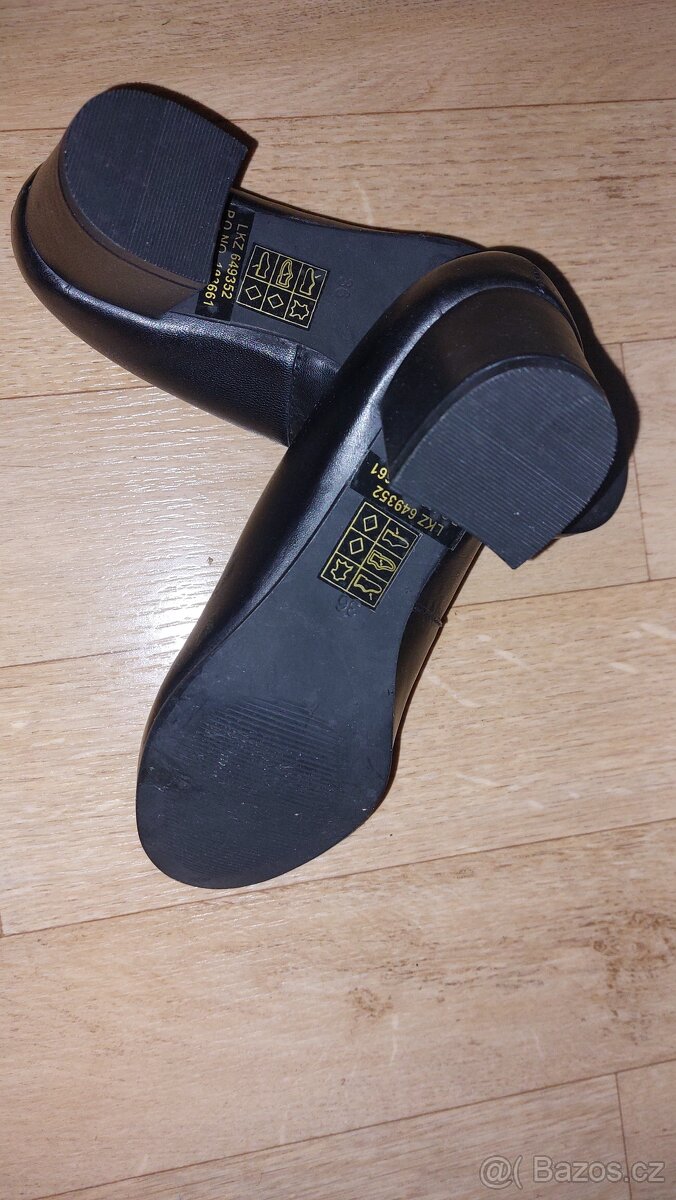 NOVÉ černé kožené lodičky na širším podpatku vel 36 - 3