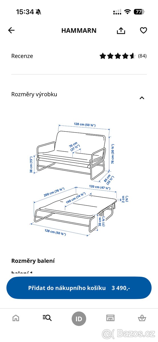 Rozkládací pohovka HAMMARN (Ikea) - 3