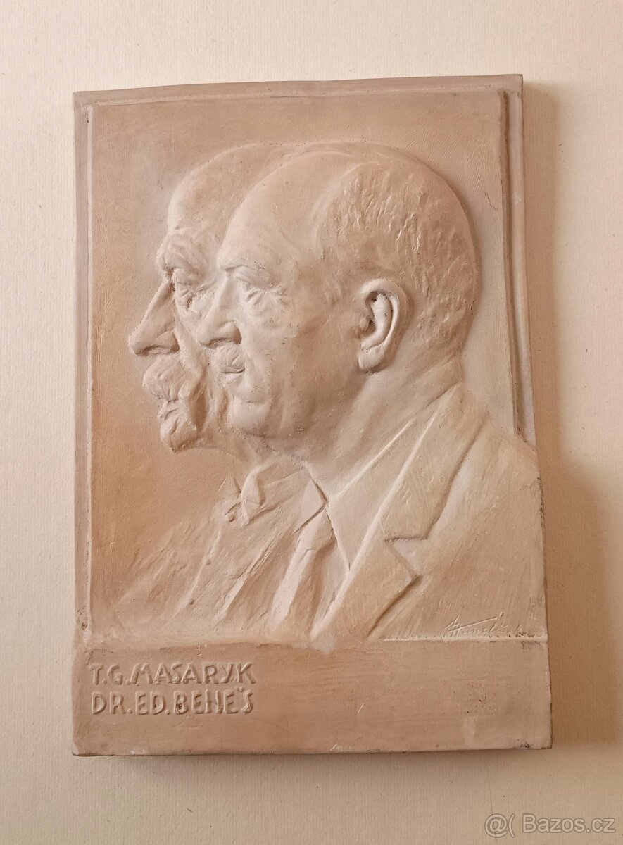 Keramický reliéf Dr. E. Beneš, T.G. Masaryk - 3