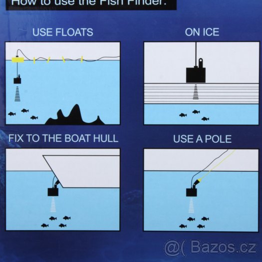 Echolot,sonar, vyhledávač ryb Fish Finder, černý - 3