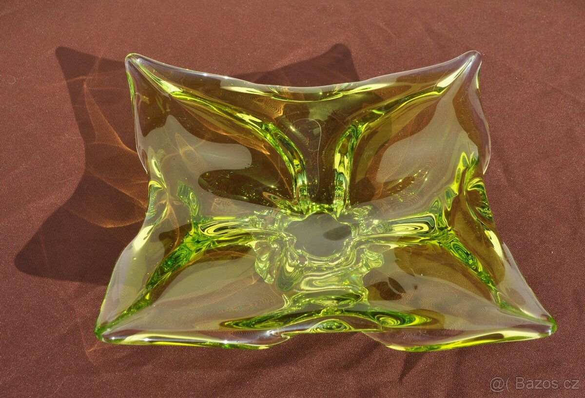 Čtvercová mísa, hutní sklo, Josef Hospodka - 3