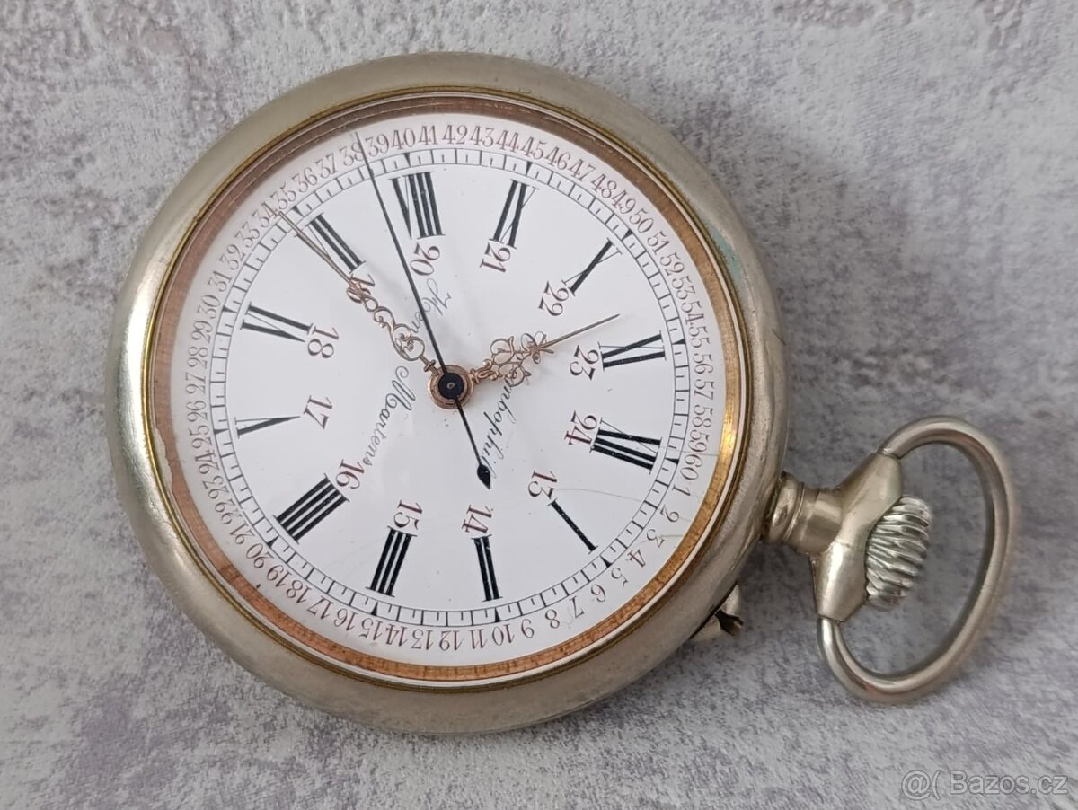 Velmi staré obrovské švýcarské hodinky s centrální ručičkou - 3