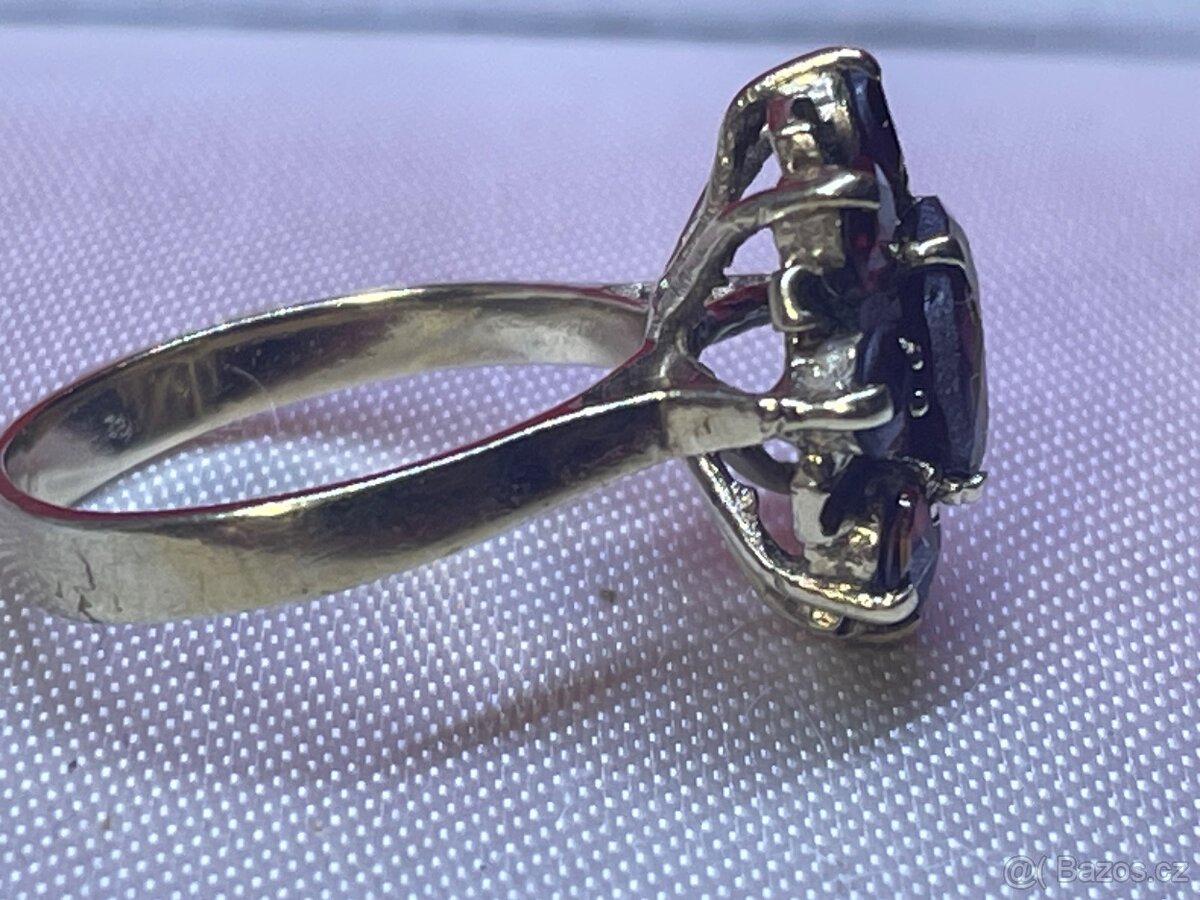 zlaty prsteň Český granát 8 karát - 3