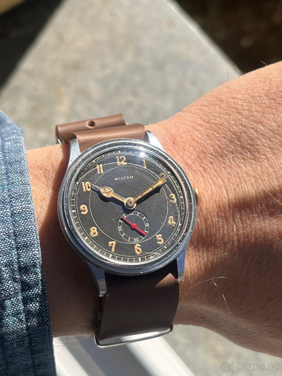 Velke Hodinky Miltom vojenske/ letecke cerny ciselnik - 3